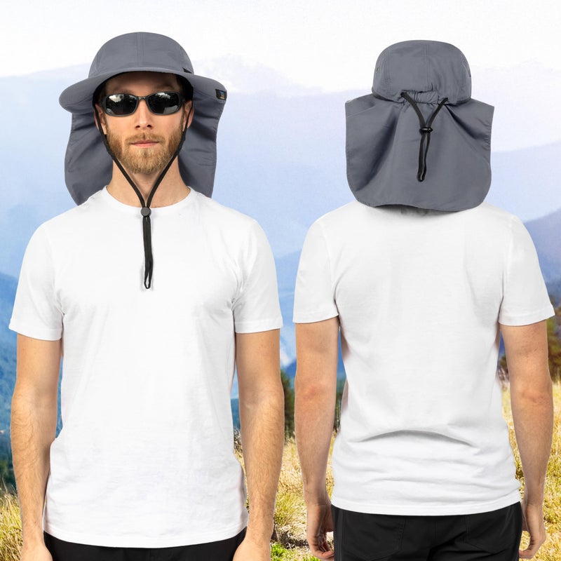 Suncube SUN CUBE Sun Hat for Men, Wide Brim Fishing Hat Neck Flap Cover Men Women, Hiking Safari, UV Sun Protection Summer Gardening Beach Camping UPF 50+, Gray - Image 5